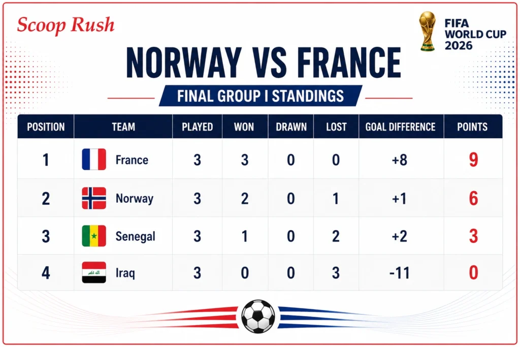 Norway-vs-France-Final-Group-I-Standings