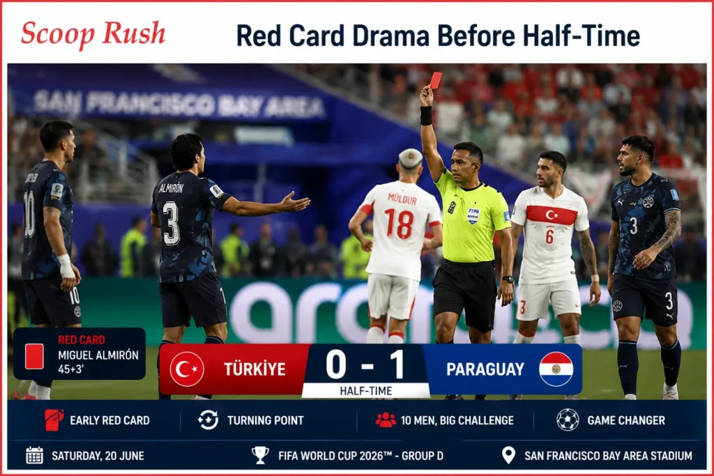 Red Card Drama Before Half-Time
