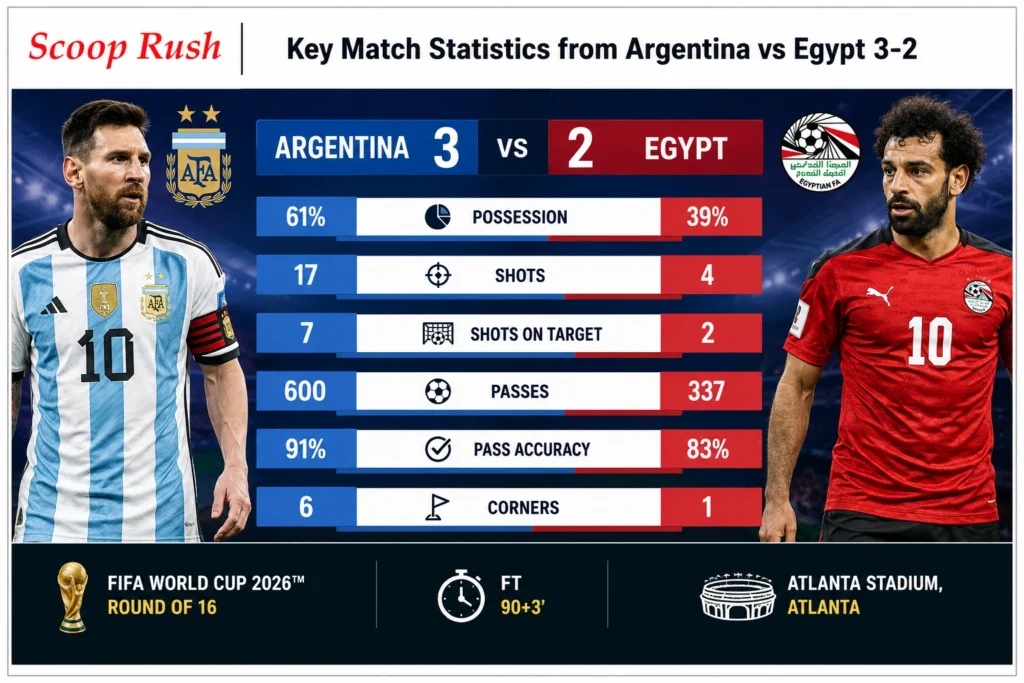 Key Match Statistics from Argentina vs Egypt 3-2