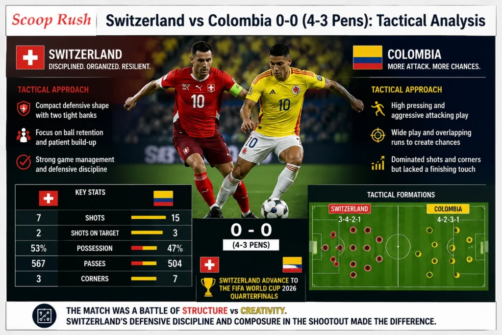 Switzerland vs Colombia 0-0 (4-3 Pens): Tactical Analysis