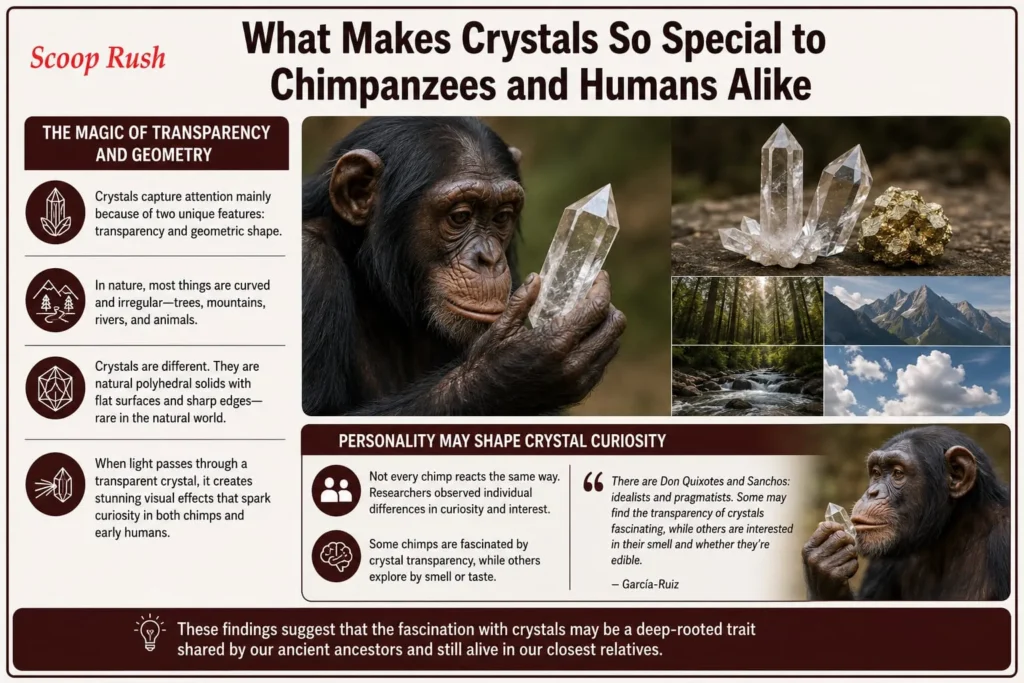 What Makes Crystals So Special to Chimpanzees and Humans Alike