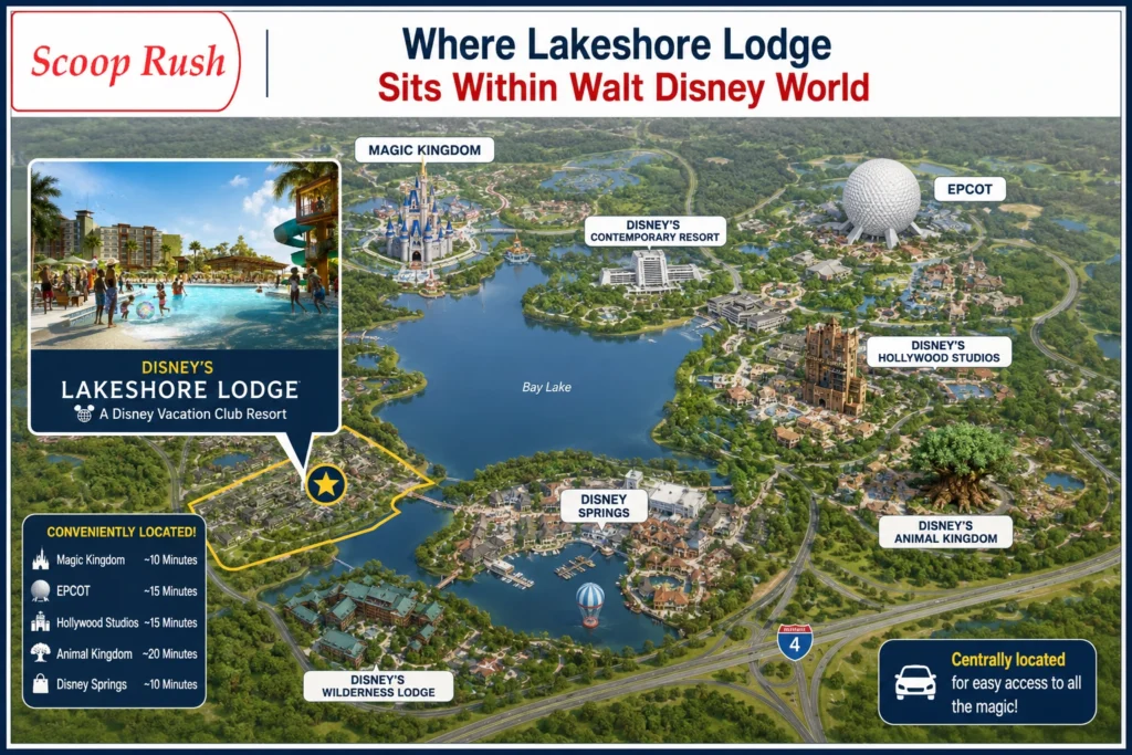 Where Lakeshore Lodge Sits Within Walt Disney World