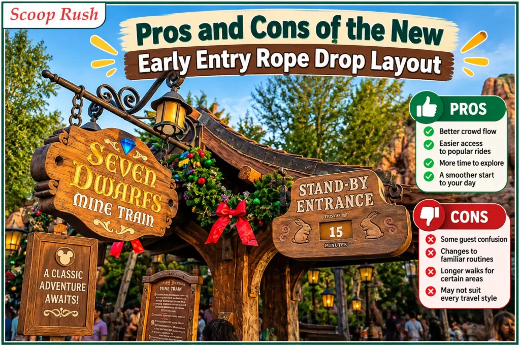 Pros and Cons of the New Early Entry Rope Drop Layout