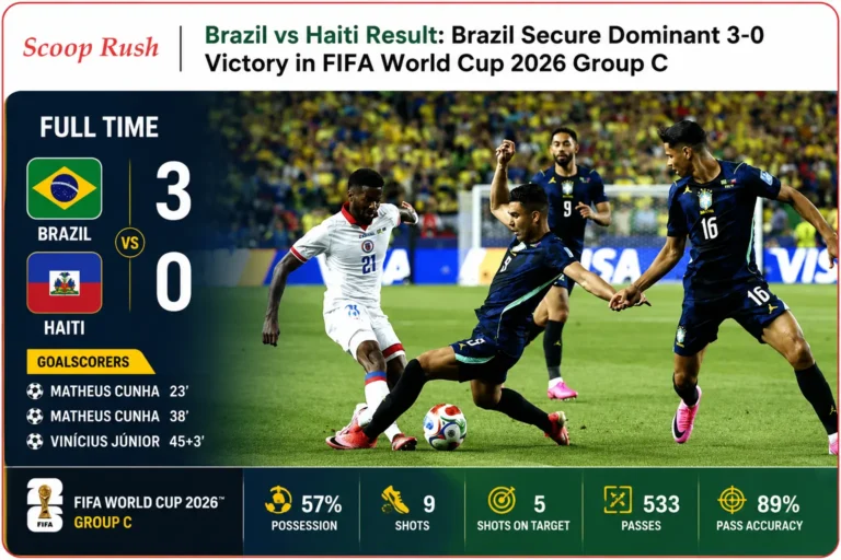 Brazil vs Haiti Result: Brazil Secure Dominant 3-0 Victory in FIFA World Cup 2026 Group C 