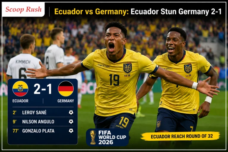 Ecuador vs Germany: Ecuador Stun Germany 2-1 to Reach FIFA World Cup 2026 Round of 32