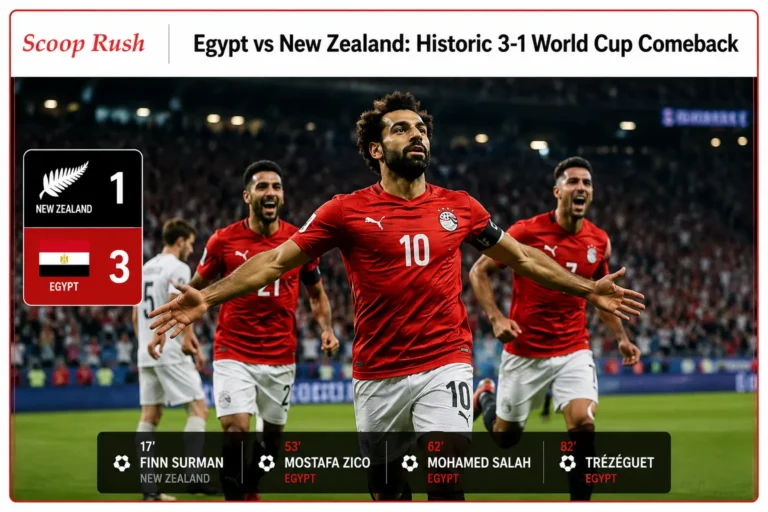 Egypt Secures Historic 3–1 Comeback Victory Over New Zealand in FIFA World Cup 2026