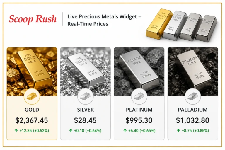 Live Precious Metals Widget – Real-Time Gold, Silver, Platinum & Palladium Prices