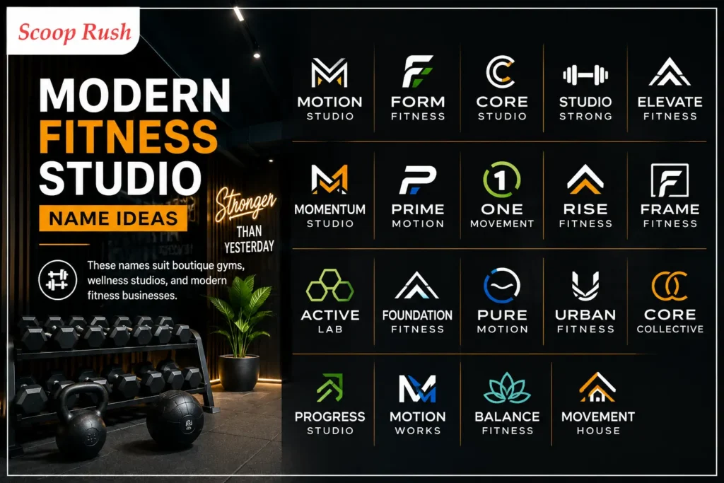 Modern Fitness Studio Name Ideas |scooprush