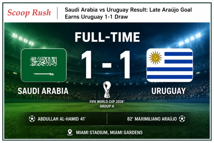 Saudi Arabia vs Uruguay Result: Late Araújo Goal Earns Uruguay 1-1 Draw