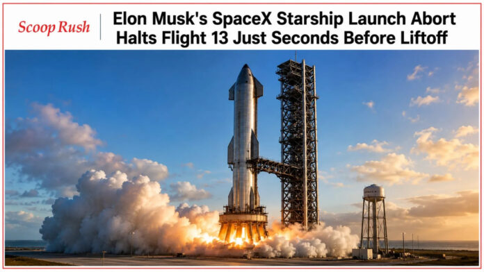 Elon Musk's SpaceX Starship Launch Abort Halts Flight 13 Just Seconds Before Liftoff
