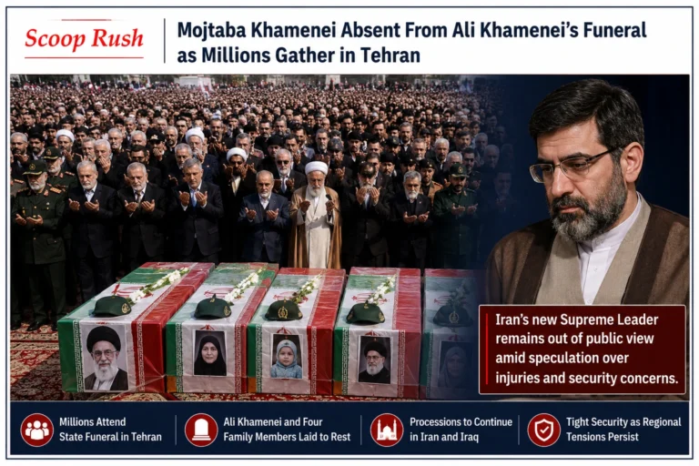 Iran’s Supreme Leader Mojtaba Khamenei Absent From Ali Khamenei’s Funeral as Millions Gather in Tehran