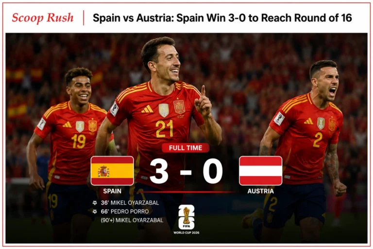 Spain vs Austria: Spain Beat Austria 3-0 to Reach FIFA World Cup 2026 Round of 16