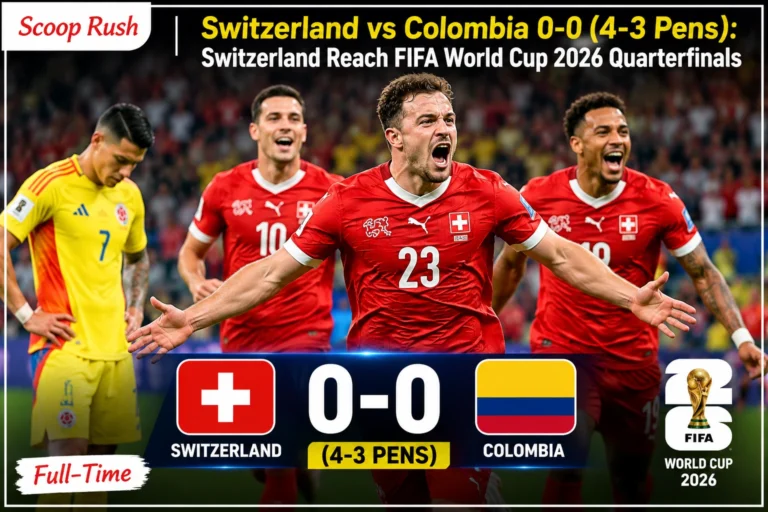 Switzerland vs Colombia 0-0 (4-3 Pens): Switzerland Reach FIFA World Cup 2026 Quarterfinals