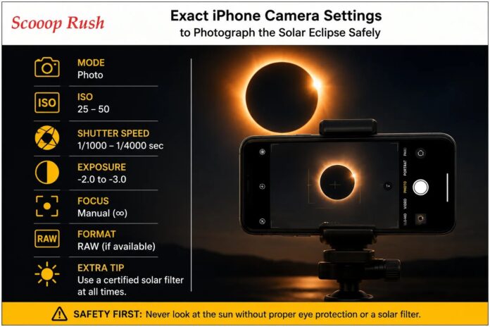 Exact iPhone Camera Settings to Photograph the Solar Eclipse Safely